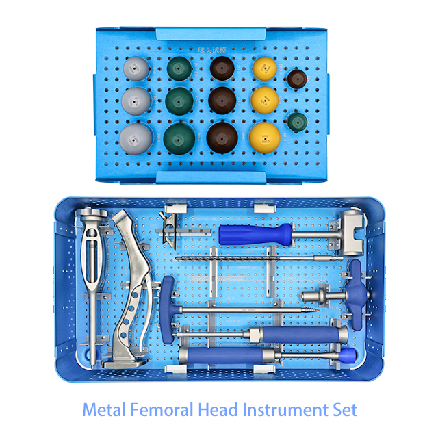 Juego de instrumentos de cabeza femoral de metal