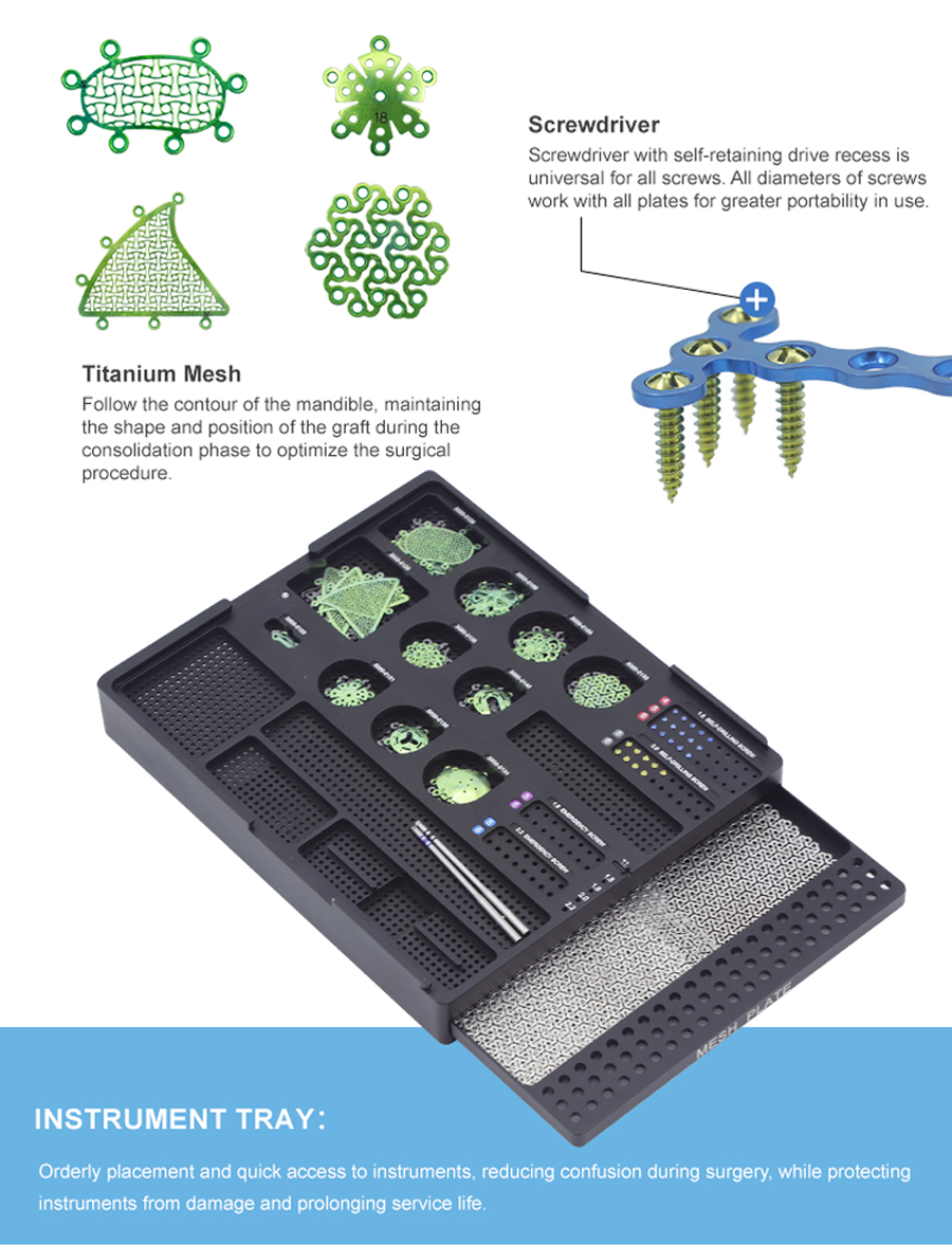 set de instrumentos para placas maxilofaciales