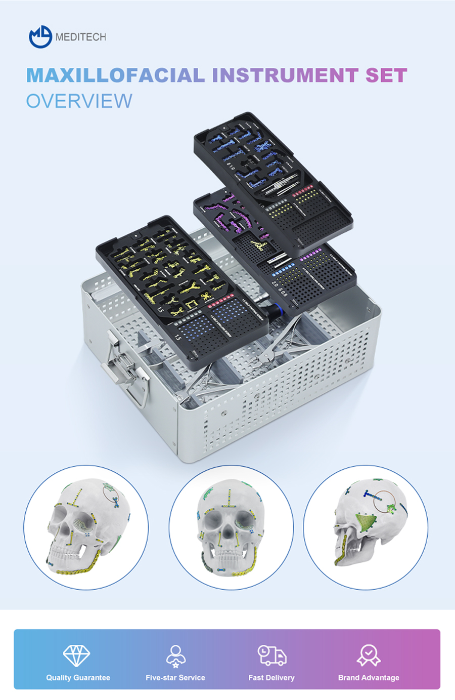 set de instrumentos para placas maxilofaciales