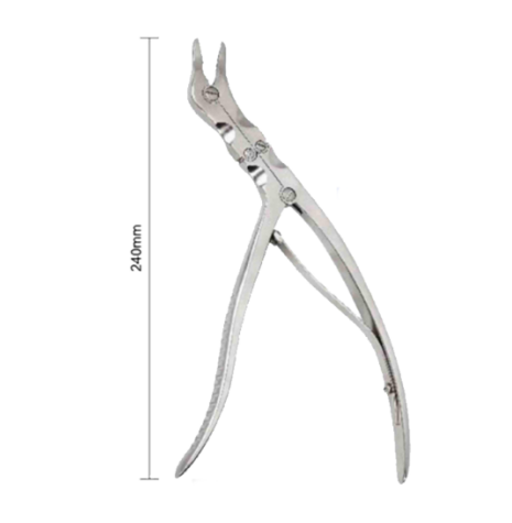 Rongeur de doble articulación parcialmente curvado