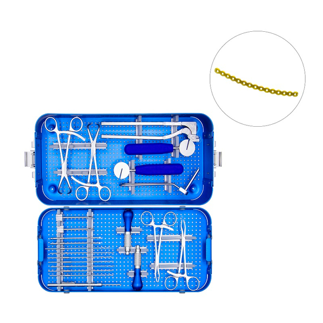 Juego de instrumentos con placa de bloqueo para reconstrucción de costillas