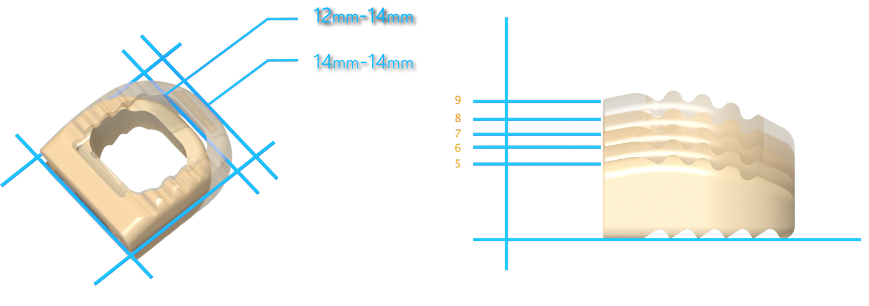 Primer plano del producto Uni-C Standalone Cervical Cage